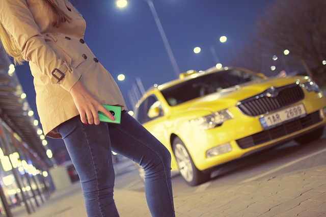 woman waiting for taxi